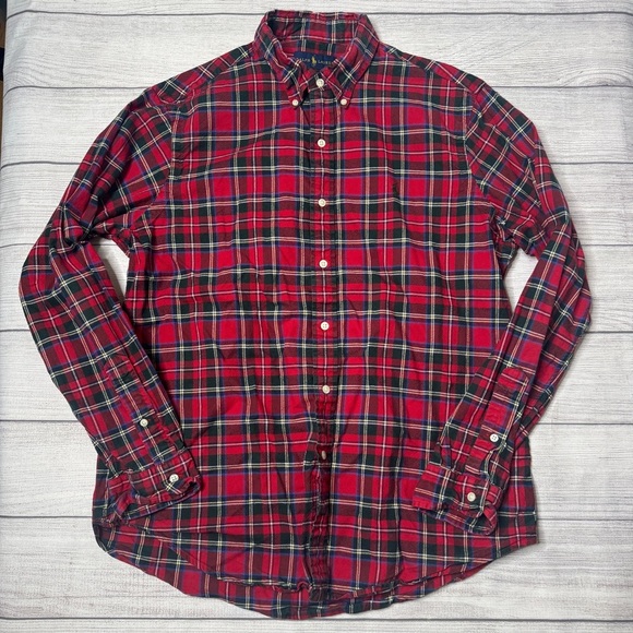 Ralph Lauren Red Plaid Flannel Men’s Shirt Size Large - Picture 1 of 5
